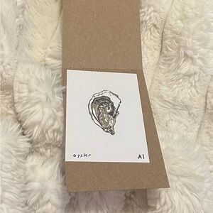 Minimalist Oyster Art Print on Brown Cardstock
